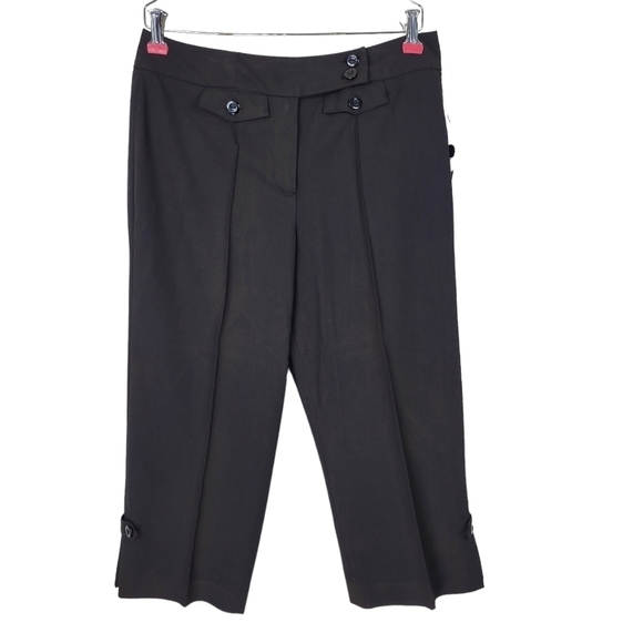 Larry Levine Capris Womens Size 10 Dress Pants Career Crop Trousers Black Wide - Picture 1 of 14